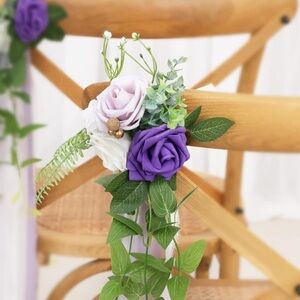 Wedding Aisle Decorations Purple Pew Flowers Set of 6 for Wedding Ceremony